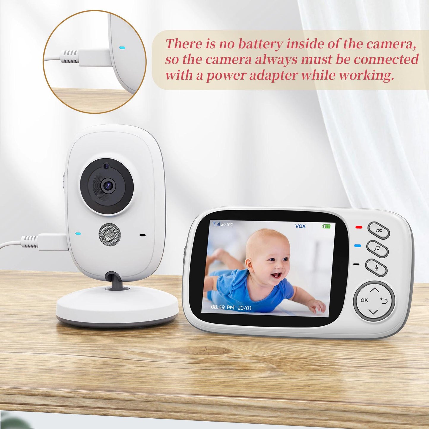 Hridz VB603 Video Baby Monitor 2.4G Wireless With 3.2 Inches LCD